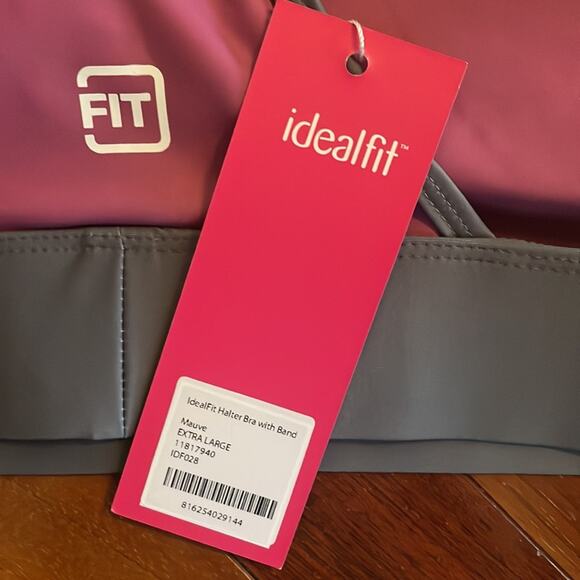 NEW IdealFit Sports Bra Mauve Halter Bra Band Athletic Pink Athleisure Comfort - Picture 5 of 6